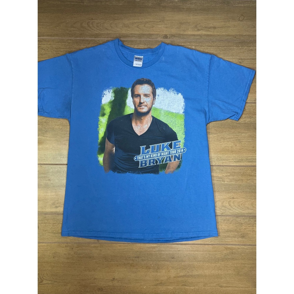 Luke Bryan Thats My Kind Of Night Tour 2014 Blue T Shirt Size L